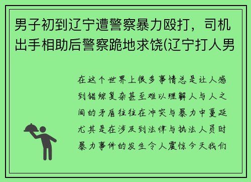 男子初到辽宁遭警察暴力殴打，司机出手相助后警察跪地求饶(辽宁打人男子抓住了吗)